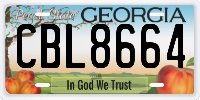 GA license plate CBL8664