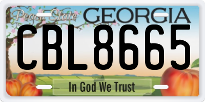 GA license plate CBL8665