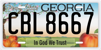 GA license plate CBL8667