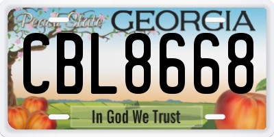 GA license plate CBL8668