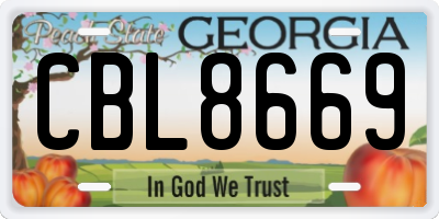 GA license plate CBL8669