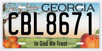 GA license plate CBL8671