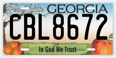 GA license plate CBL8672