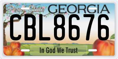 GA license plate CBL8676
