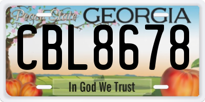 GA license plate CBL8678