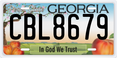 GA license plate CBL8679