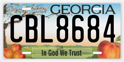 GA license plate CBL8684