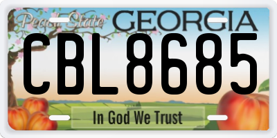 GA license plate CBL8685