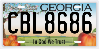 GA license plate CBL8686