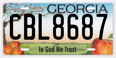 GA license plate CBL8687