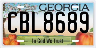 GA license plate CBL8689