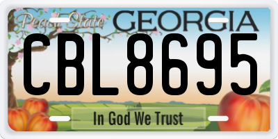 GA license plate CBL8695