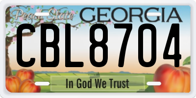 GA license plate CBL8704