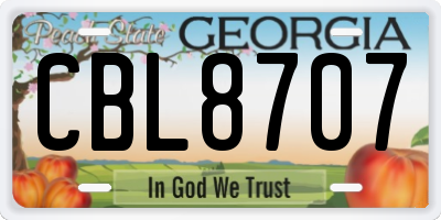 GA license plate CBL8707