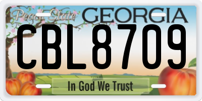 GA license plate CBL8709