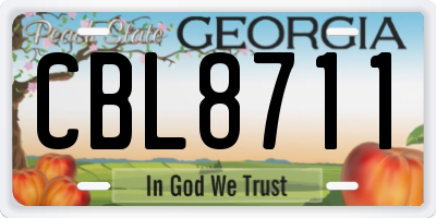 GA license plate CBL8711