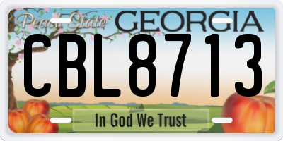 GA license plate CBL8713