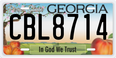 GA license plate CBL8714