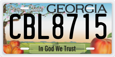 GA license plate CBL8715