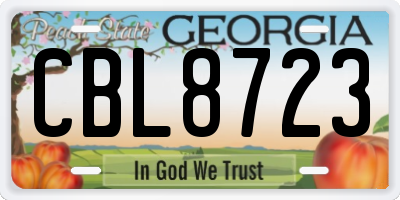 GA license plate CBL8723