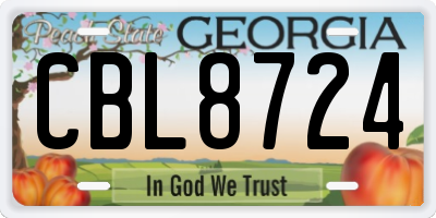 GA license plate CBL8724
