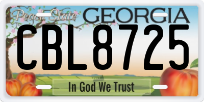 GA license plate CBL8725