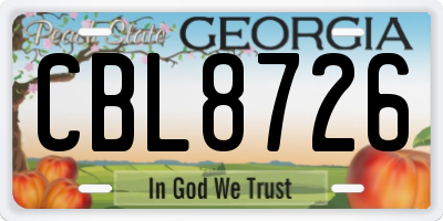 GA license plate CBL8726