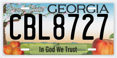 GA license plate CBL8727