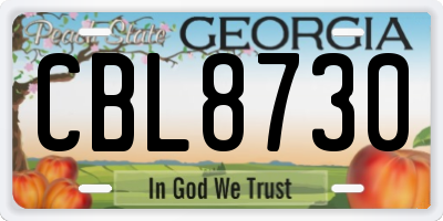 GA license plate CBL8730