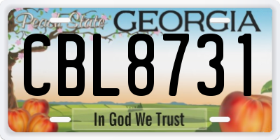 GA license plate CBL8731