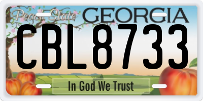 GA license plate CBL8733
