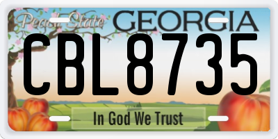 GA license plate CBL8735