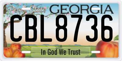 GA license plate CBL8736