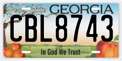 GA license plate CBL8743