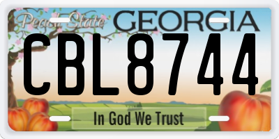 GA license plate CBL8744