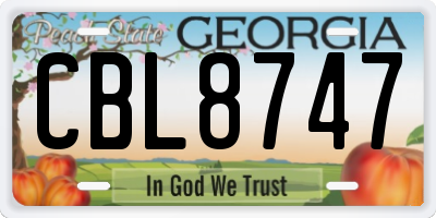 GA license plate CBL8747