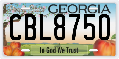 GA license plate CBL8750