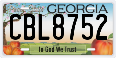 GA license plate CBL8752