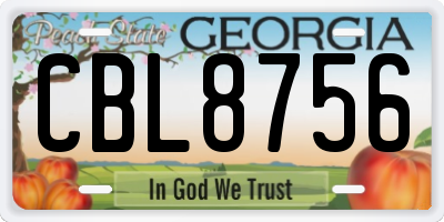 GA license plate CBL8756