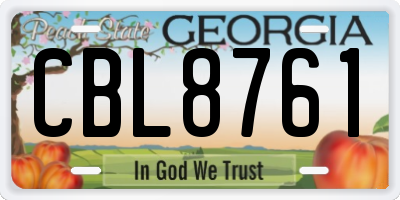 GA license plate CBL8761