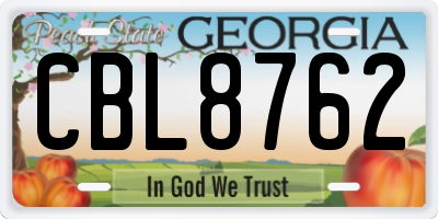 GA license plate CBL8762