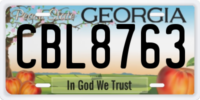 GA license plate CBL8763