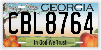 GA license plate CBL8764