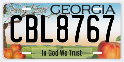 GA license plate CBL8767