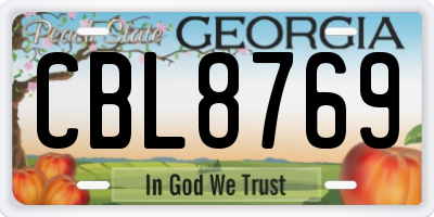 GA license plate CBL8769