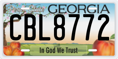 GA license plate CBL8772