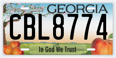 GA license plate CBL8774