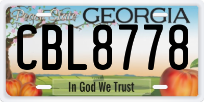 GA license plate CBL8778