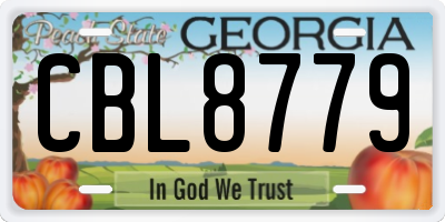 GA license plate CBL8779