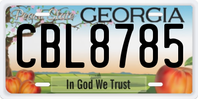 GA license plate CBL8785